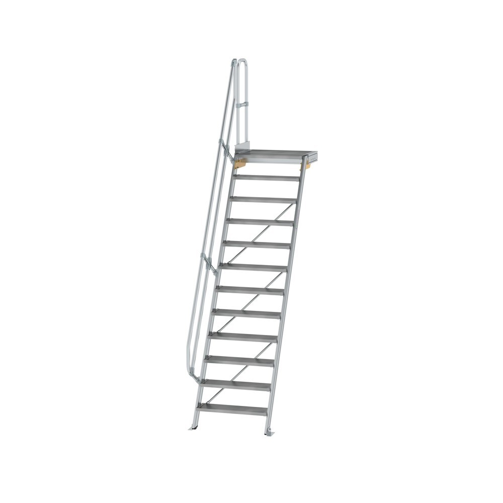 Munk Treppe mit Plattform 60° Stufenbreite 800 mm 12 Stufen Aluminium geriffelt