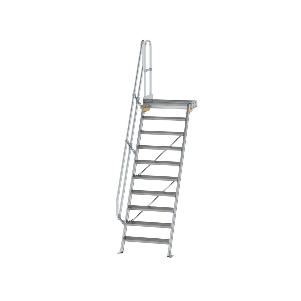 Munk Treppe mit Plattform 60° Stufenbreite 800 mm 10 Stufen Aluminium geriffelt