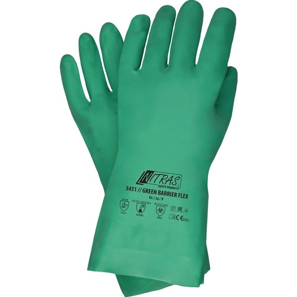 NITRAS Chemikalienschutzhandschuhe Green Barrier Flex, EN 388, Größe 8 grün, PSA-Kategorie III