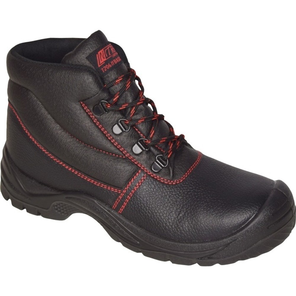 NITRAS Sicherheitsstiefel Basic STEP MID, S3 SRC EN ISO 20345, Größe 45 schwarz, Volleder