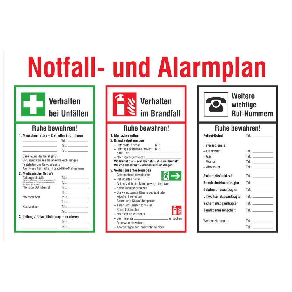 Notfall- und Alarmplan, HxB 400 x 600 mm, Kunststoff