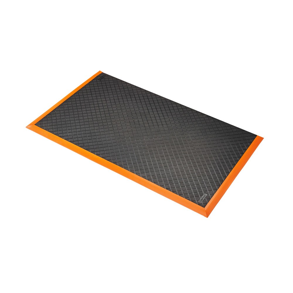 NoTrax Tapis anti-fatigue Safety Stance Solid™, lxP 660 x 1 020 mm, noir/orange