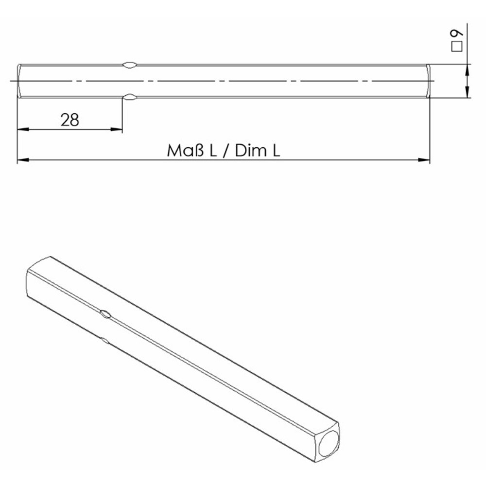 OGRO FS-Drückerstift OGRO 114 PB FS, Vierkant 9 x 123 mm, Vollstift