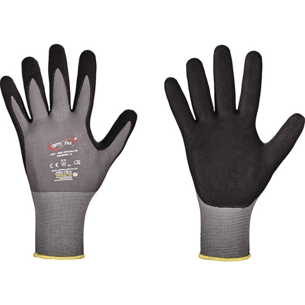 OPTIFLEX Handschuh OPTIMATE, EN 420/EN 388 PSA-Kategorie II, Größe 12 grau/schwarz