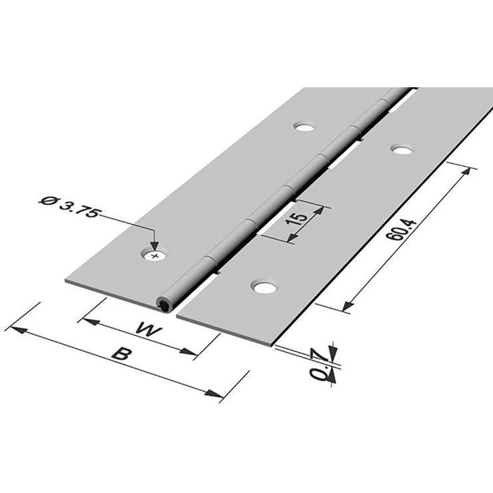 P & G Stangenscharnier Scharnierbreite offen 32 mm, 400 mm, Materialstärke 0,7 mm, Eisen vermessingt