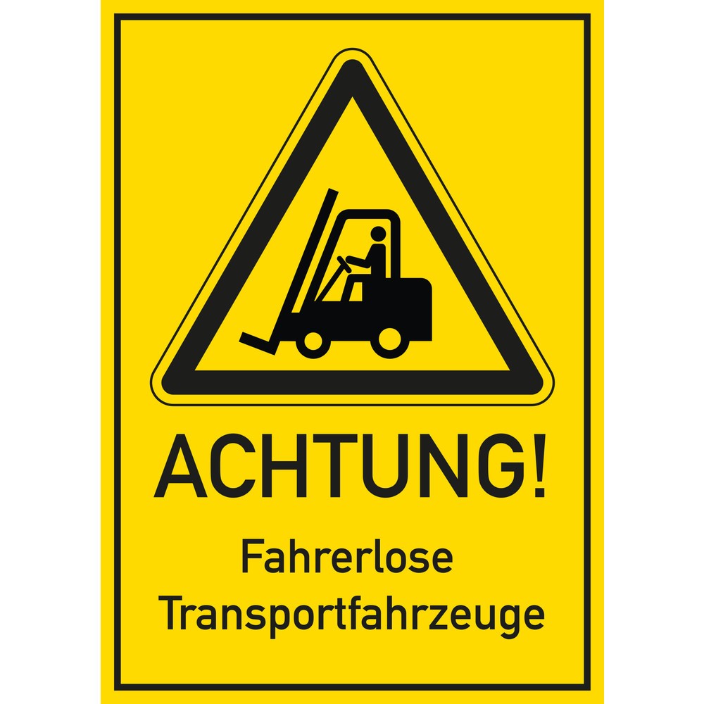 Panneau d’avertissement « Système de transport sans conducteur », jaune, l x H 300 x 420 mm