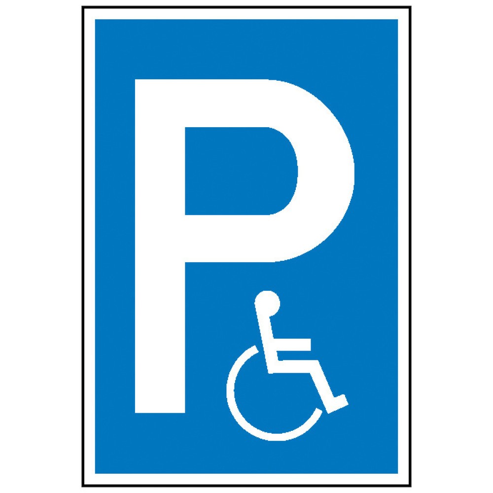 Panneau de parking « Place de stationnement pour handicapés », H x l 250 x 150 mm, plastique