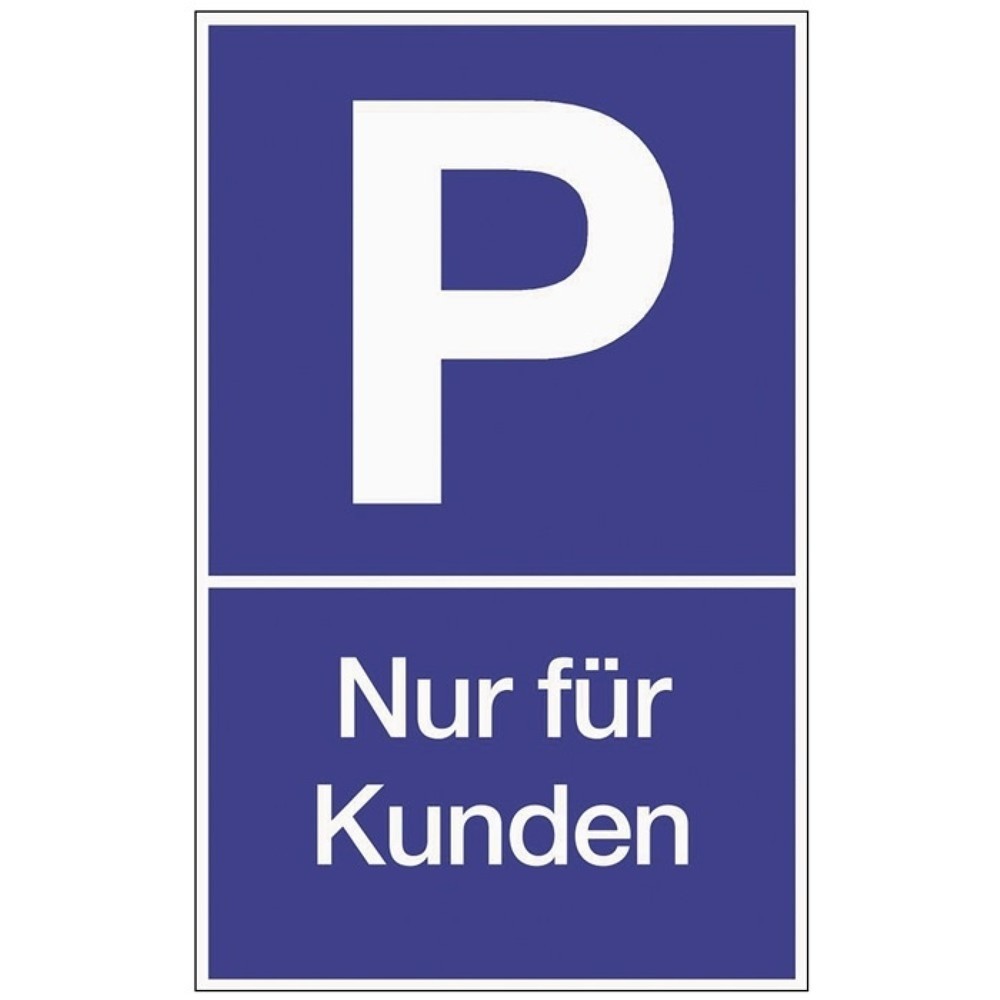 Panneau de signalisation pour parking, L250xl400 mm, parking pour clients, plastique bleu / blanc