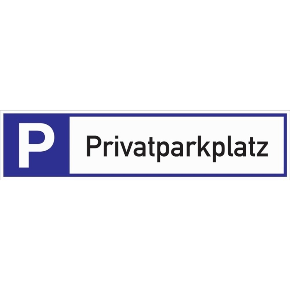 Panneau de signalisation pour parking, L460xl110 mm, parking privé, aluminium blanc / bleu / noir