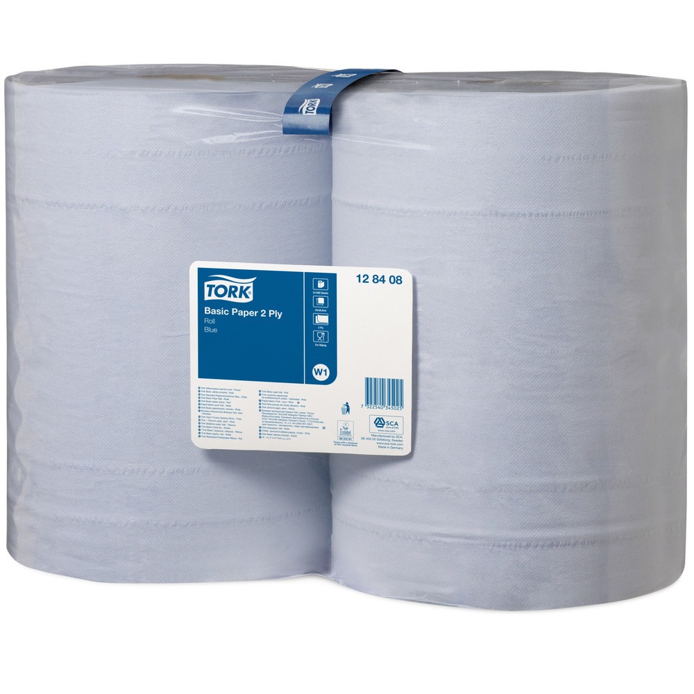 Papier d’essuyage TORK® Standard H x l 340 x 370 mm, 2 rouleaux, bleu