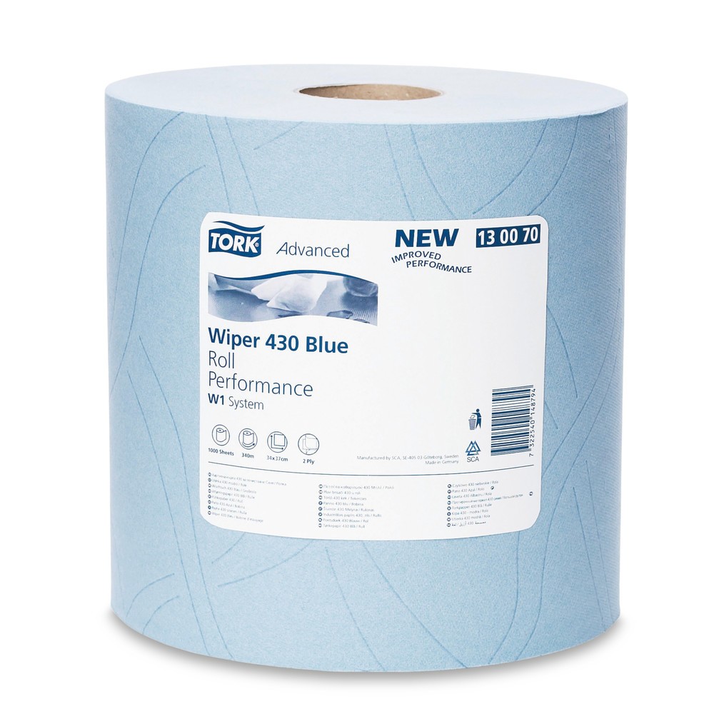 Papier d’essuyage TORK® ultra résistant H x l 340 x 370 mm, 1 rouleau, bleu