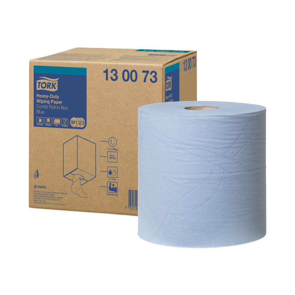 Papier d’essuyage TORK® ultra résistant H x l 340 x 235 mm, 1 rouleau, bleu