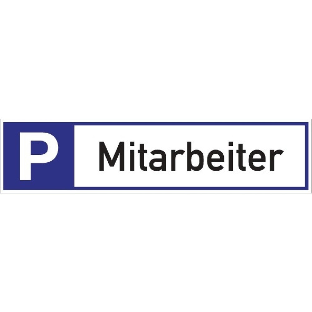 Parkplatzbeschilderung, L460xB110 mm, Parkplatz für Mitarbeiter, Aluminium weiß/blau/schwarz