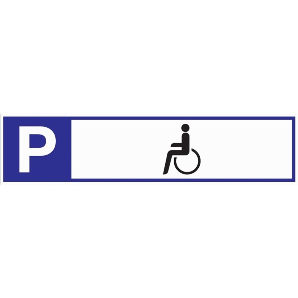 Parkplatzbeschilderung, L460xB110 mm, Parkplatz für Behinderte, Aluminium weiss/blau/schwarz