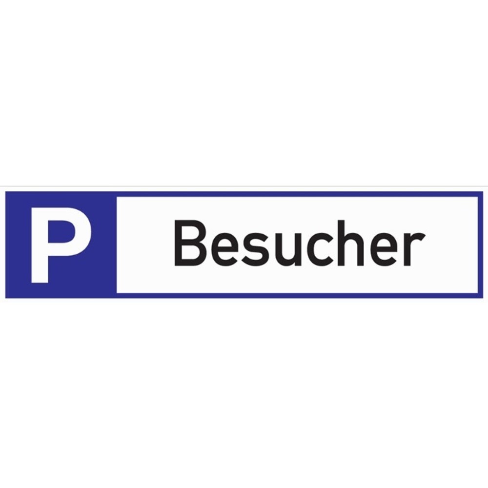 Parkplatzbeschilderung, L460xB110 mm, Parkplatz für Besucher, Aluminium weiß/blau/schwarz