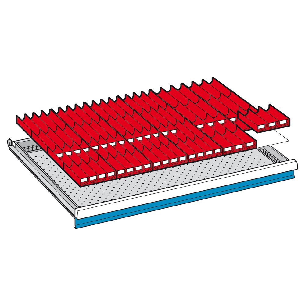 Bacs en plastique pour armoires à tiroirs LISTA avec 46 bacs, hauteur 75 mm