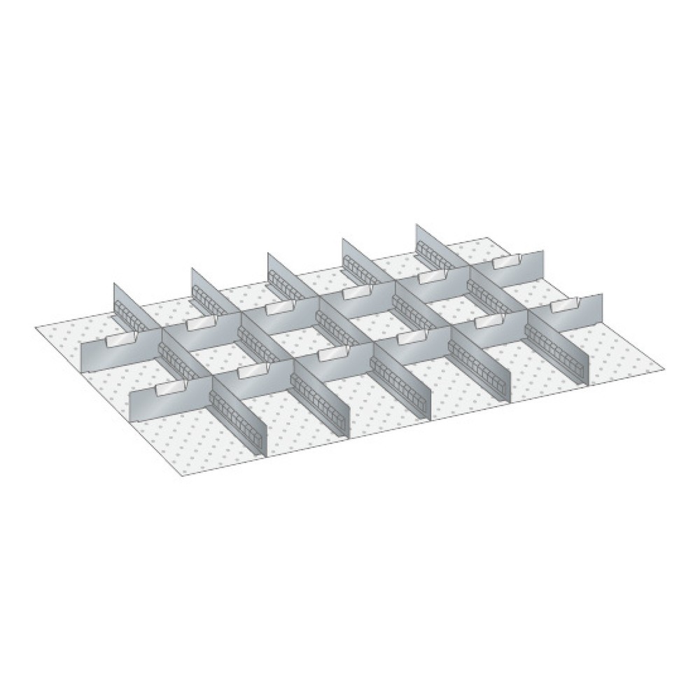 Parois enfichables et cloisons de séparation pour armoires LISTA, 5 parois à fentes, 12 parois de séparation, pour hauteur de façade 150 mm, lxP 918 x 612 mm