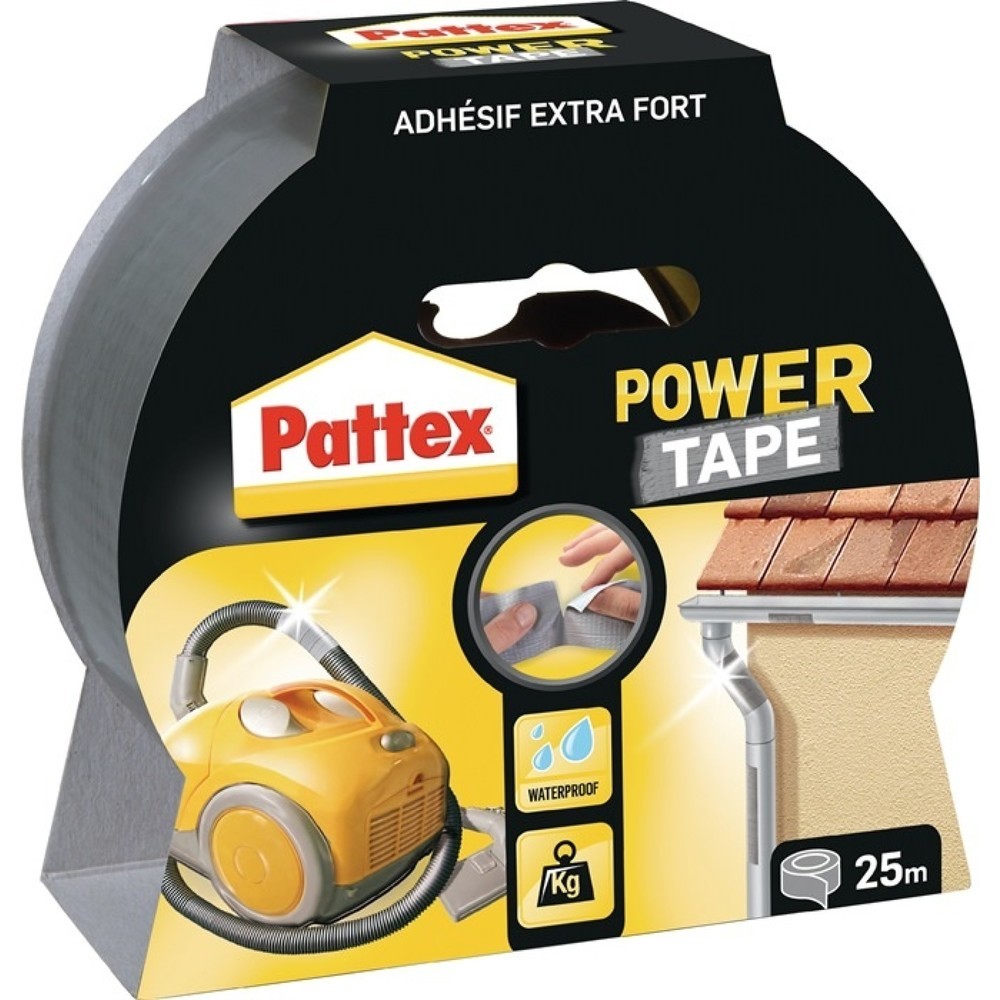 PATTEX Gewebeband Power-Tape, Länge 25 m Breite 50 mm, silber-grau, Rolle