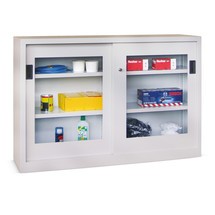 Schiebetürenschrank PAVOY mit Sichtfenstern, 2 Fachböden, HxBxT 1.000 x 1.000 x 500 mm