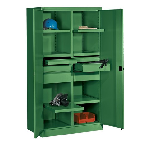 Schwerlastschrank PAVOY Premium mit Mittelwand, 6 Fachböden + Schubladen 6x125 + 2x175 mm