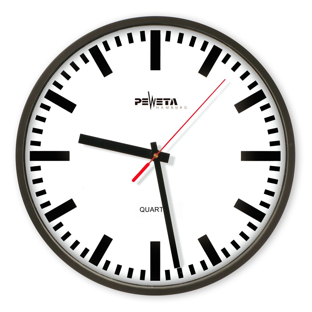 PEWETA Quarz-Wanduhr Typ 130, DIN-Balkenziffern, Ø 300 mm, schwarz