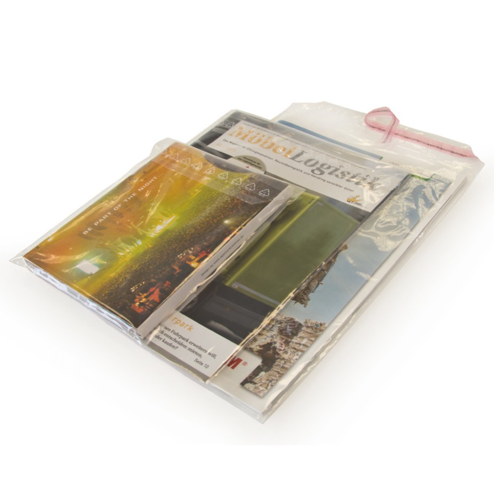 Pochette d'expédition en film plastique, LDPE, transparente, 50 µ, Lxl 350 x 250 mm, pour DIN C4