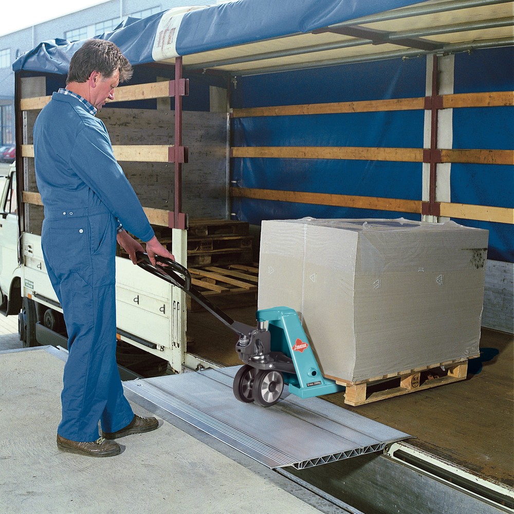 Pont basculant avec protection antichute manuelle, capacité de charge 4 000 kg, l x L 1 250 x 410 mm