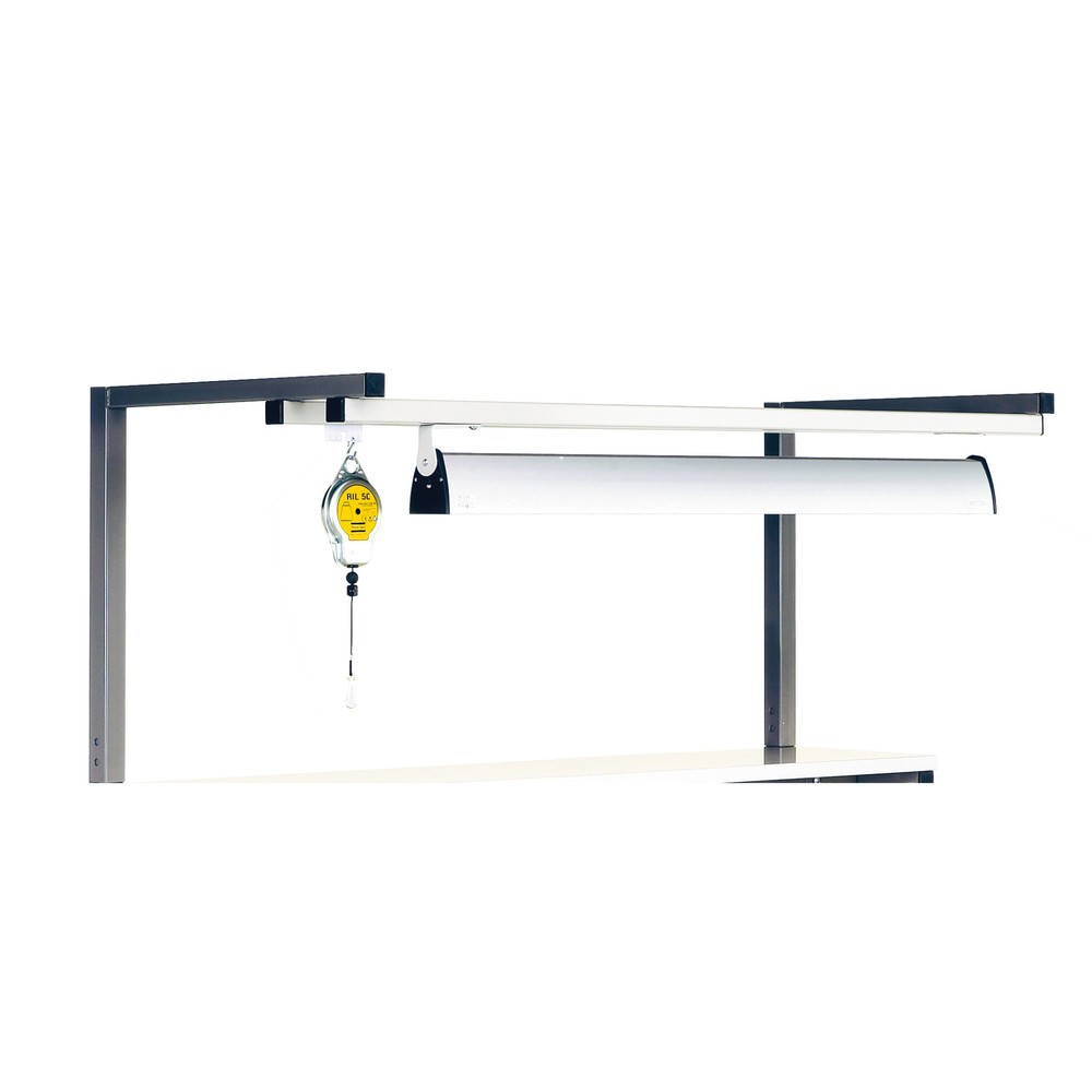 Porte-outils et rampe lumineuse pour tables de travail, largeur 1 500 mm