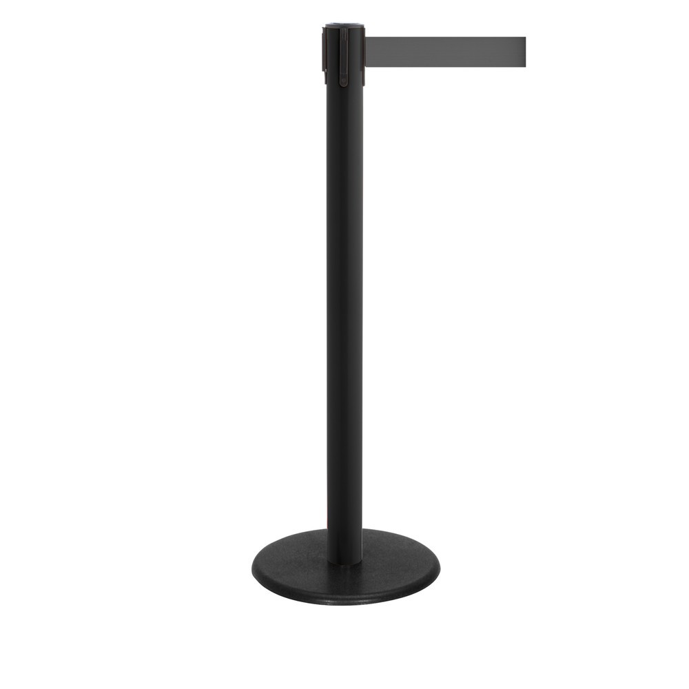 Potelet de délimitation à sangle RS-GUIDESYSTEMS®, socle en fonte, largeur de sangle 50 mm, noir, gris, 2,3 m