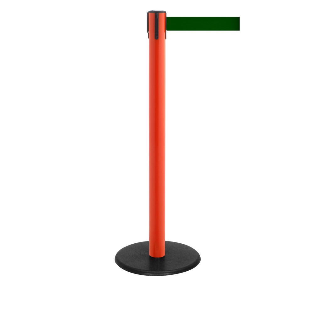 Potelet de délimitation à sangle RS-GUIDESYSTEMS®, socle en fonte, largeur de sangle 50 mm, rouge, Vert foncé, 2,3 m