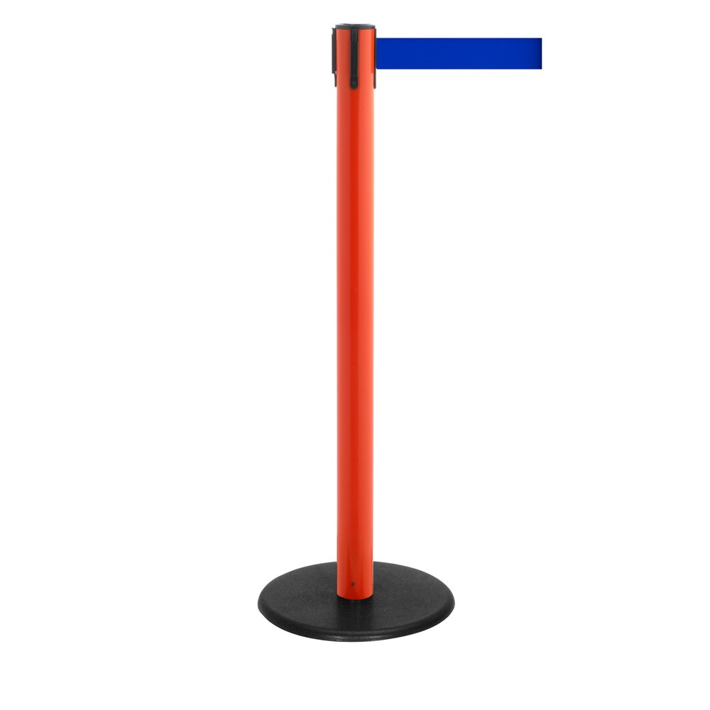 Potelet de délimitation à sangle RS-GUIDESYSTEMS®, socle en fonte, largeur de sangle 50 mm, rouge, bleu, 2,3 m