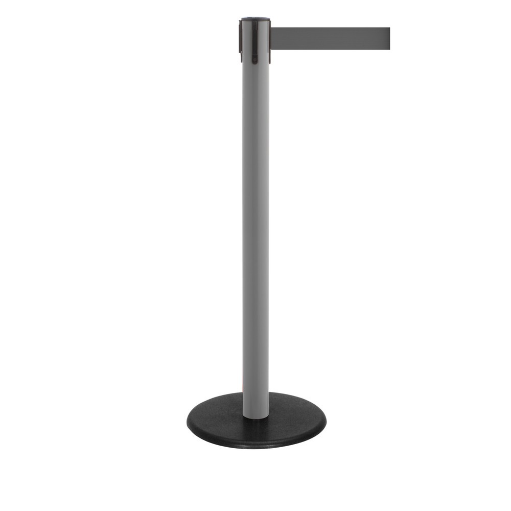 Potelet de délimitation à sangle RS-GUIDESYSTEMS®, socle en fonte, largeur de sangle 50 mm, anthracite, gris, 4,0 m