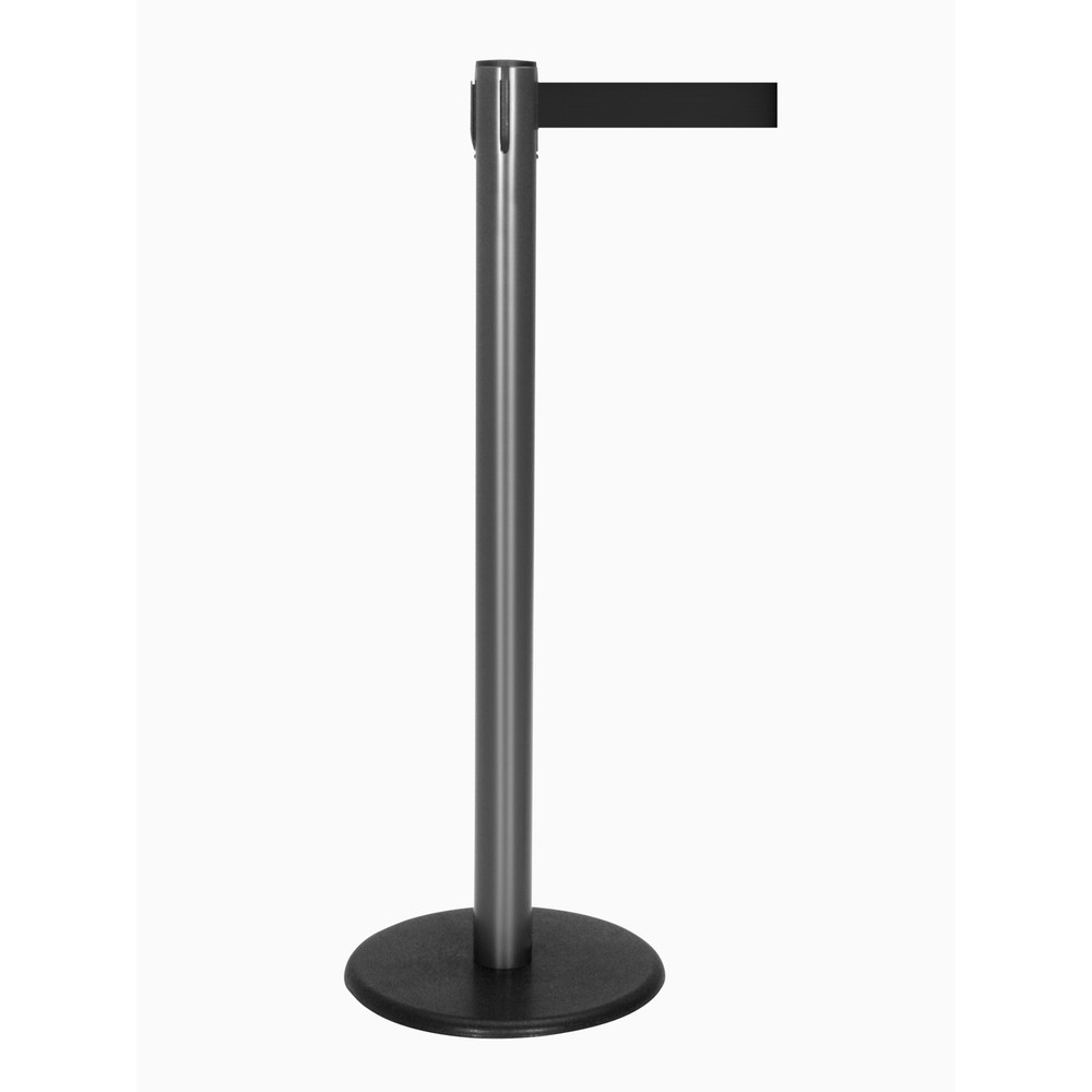 Potelet de délimitation à sangle RS-GUIDESYSTEMS®, socle en fonte, largeur de sangle 50 mm, anthracite, noir, 4,0 m