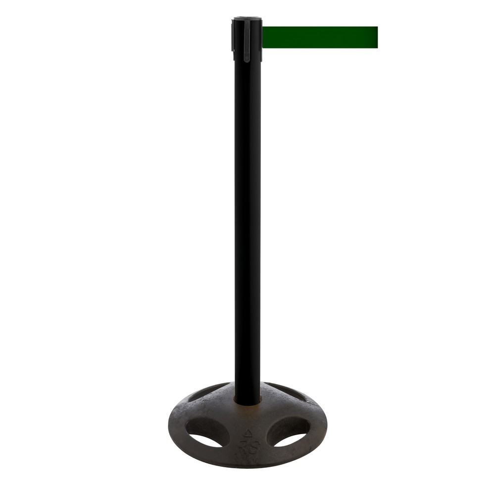 Potelet de délimitation à sangle RS-GUIDESYSTEMS®, socle en matériau composite, largeur de sangle 50 mm, noir, vert