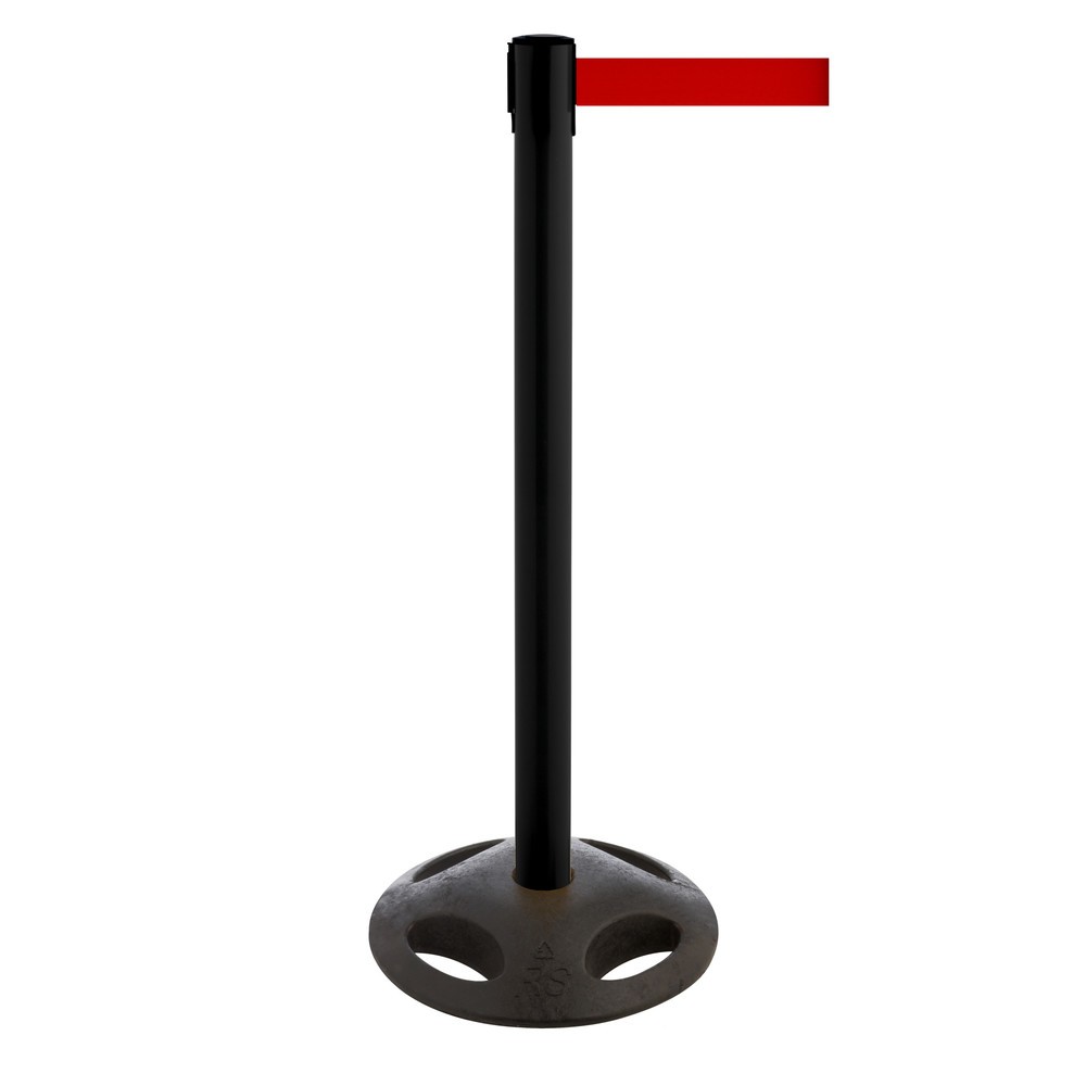 Potelet de délimitation à sangle RS-GUIDESYSTEMS®, socle en matériau composite, largeur de sangle 50 mm, noir, rouge