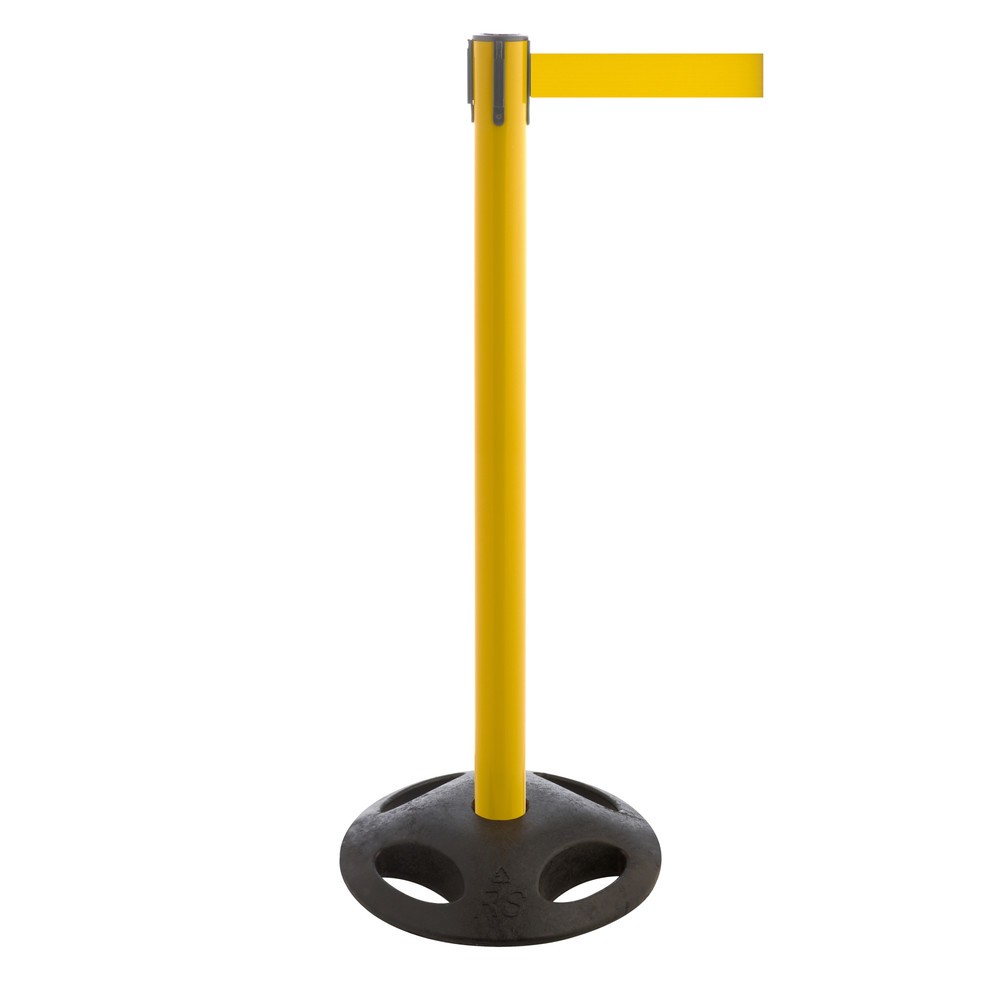 Potelet de délimitation à sangle RS-GUIDESYSTEMS®, socle en matériau composite, largeur de sangle 50 mm, jaune, jaune