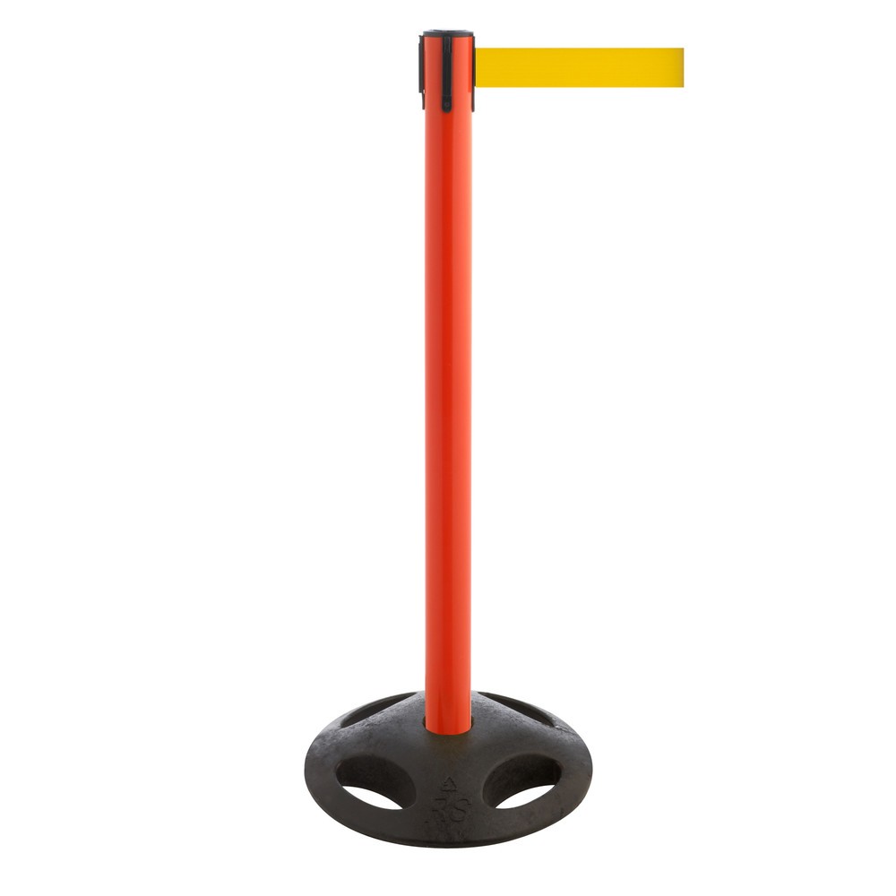 Potelet de délimitation à sangle RS-GUIDESYSTEMS®, socle en matériau composite, largeur de sangle 50 mm, rouge, jaune