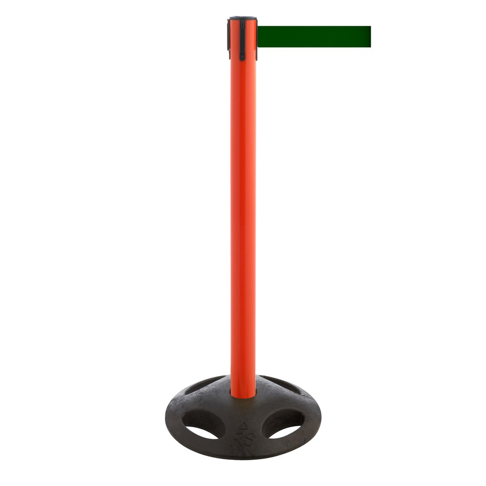 Potelet de délimitation à sangle RS-GUIDESYSTEMS®, socle en matériau composite, largeur de sangle 100 mm, rouge, Vert foncé