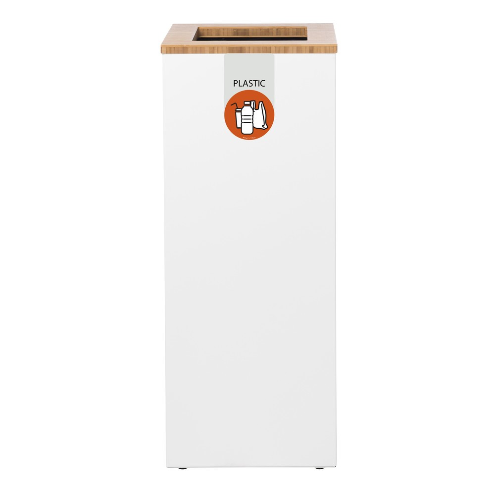 Poubelle Paxa Medium LUNE, 34 litres, blanc / bambou / orange