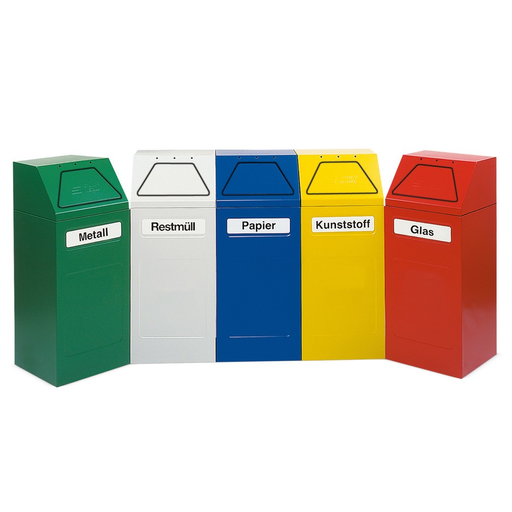 Collecteur de recyclage stumpf®, 65 litres, à fermeture automatique, auto-extinguible, jaune