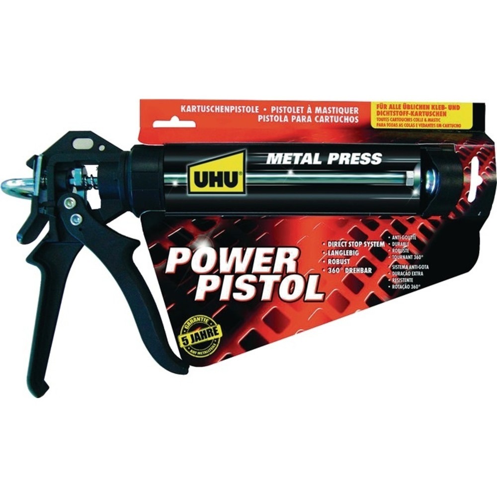 Presse à cartouche POWER PISTOL métal rotatif sur 360 degrés UHU