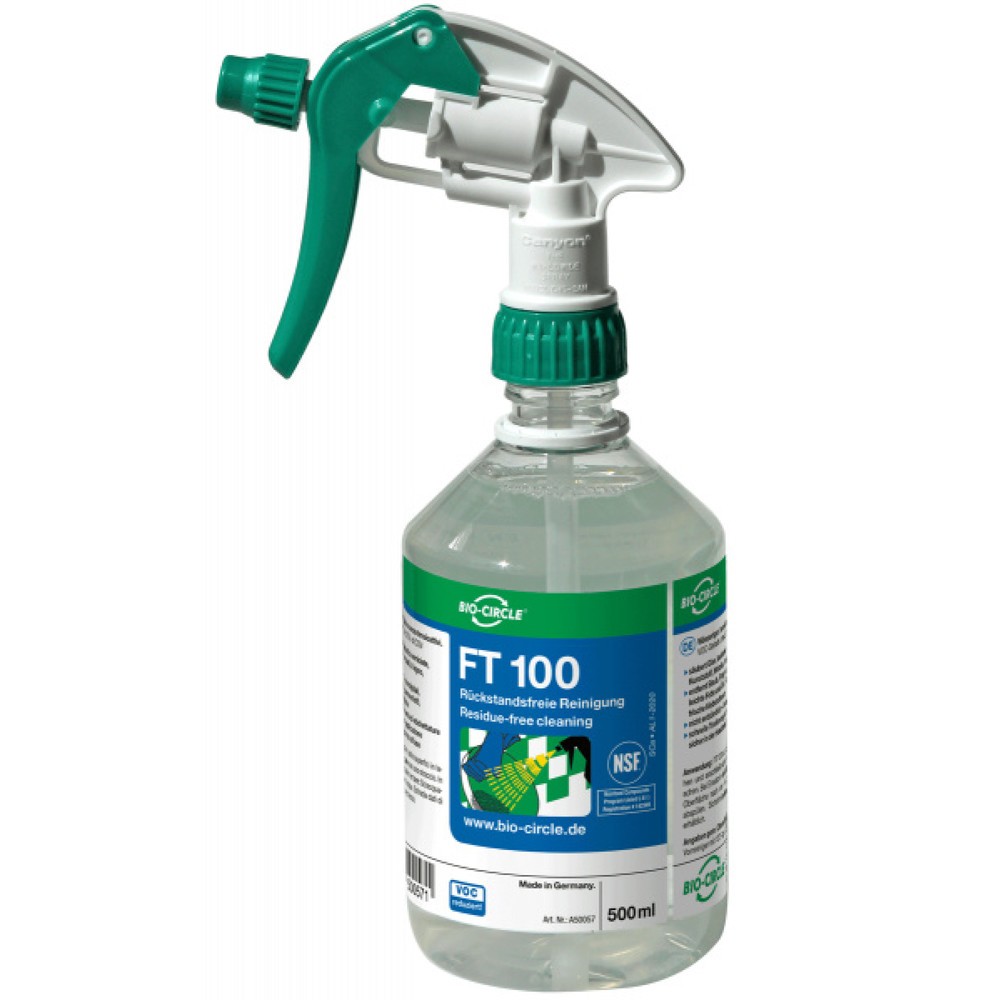 Produit de nettoyage BIO-CIRCLE FT 100, sans tensioactif, Bouteille pulvérisateur à main 20 x 500 ml