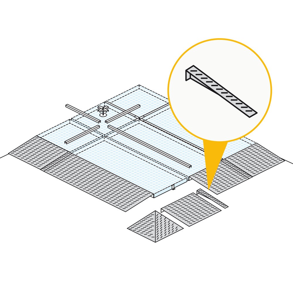 Raccord de rampe pour bac de rétention plat en acier, capacité de charge 6 500 kg/m²