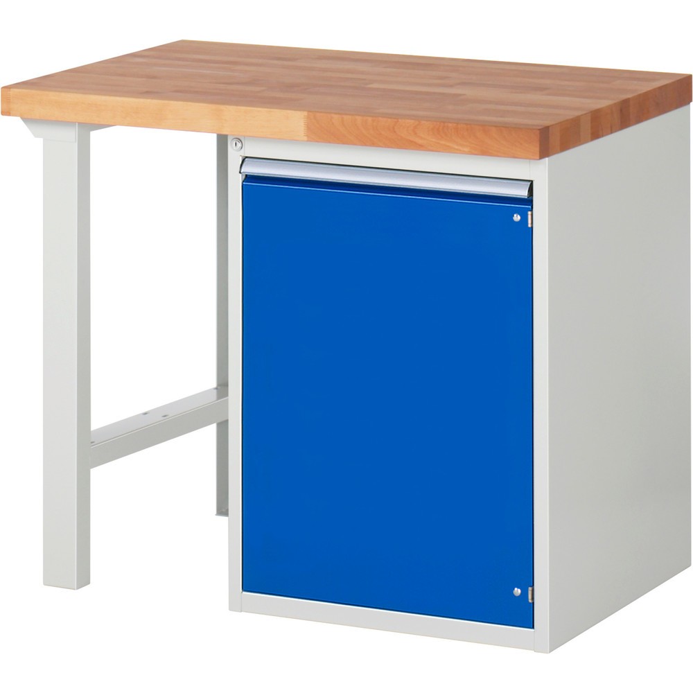 RAU Établi série 7000, 1 caisson, HxlxP 840 x 1 000 x 700 mm, 1 porte battante, 1 tablette