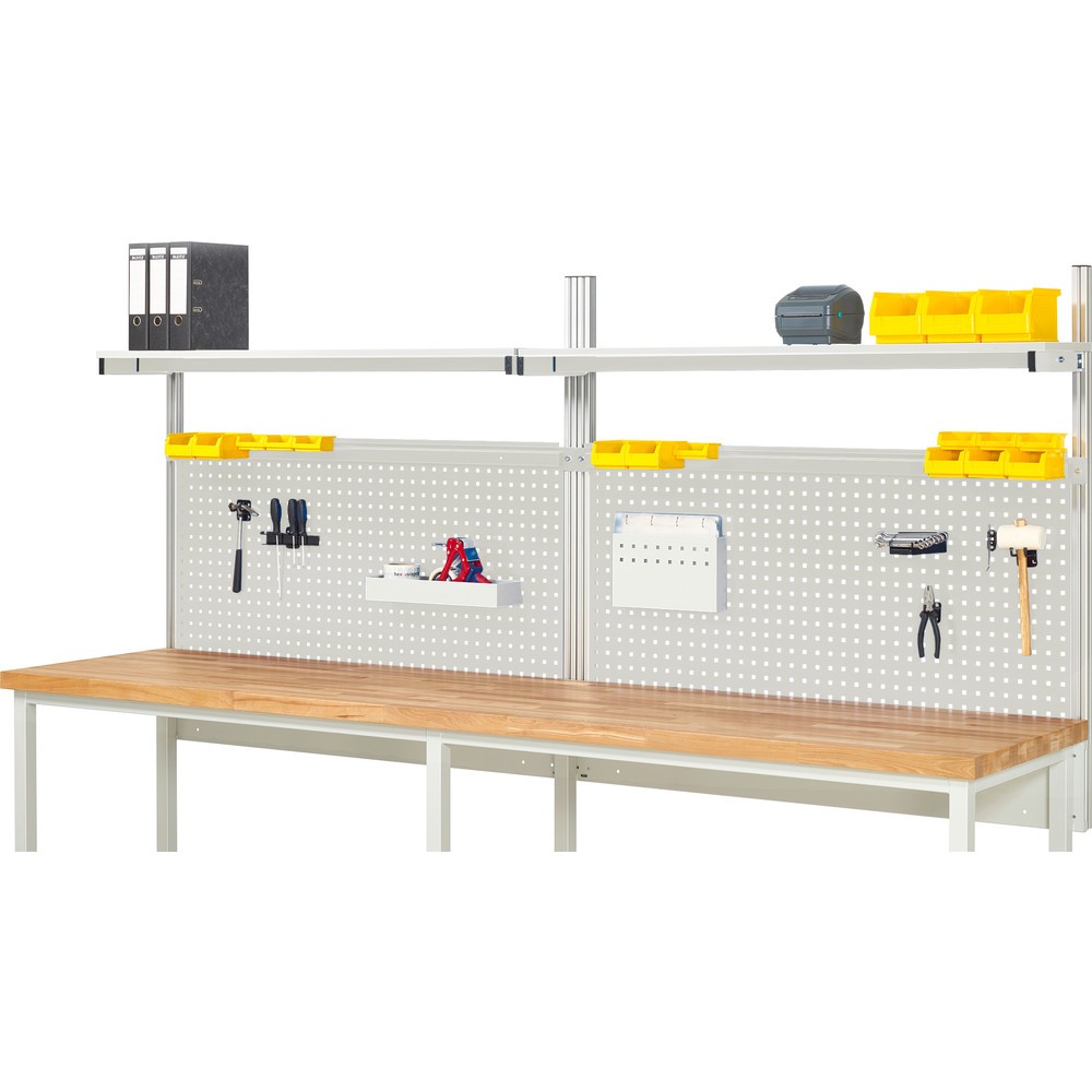 RAU System-Aufbau, HxBxT 1.130 x 3.000 x 350 mm, mit 2 Etagenboards melaminharzbeschichtete Platte und 2 Halteschienen, Komplettset 01 für Produktbreite 3.000 mm