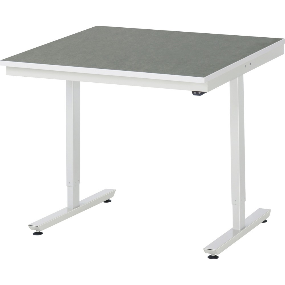 RAU Table de travail à réglage électrique de la hauteur Série adlatus 300, HxlxP 720-1 120 x 1 000 x 1 000 mm, plan de travail avec revêtement universel/linoléum