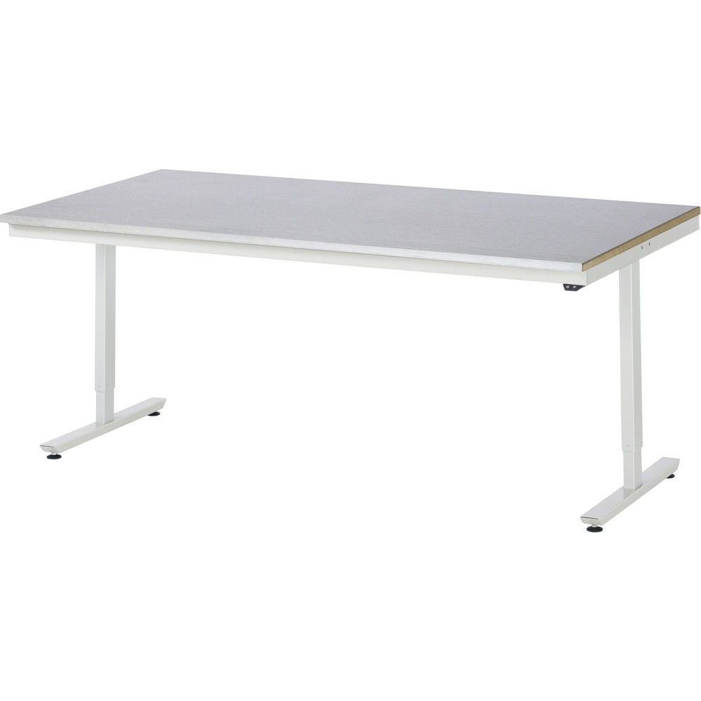 RAU Table de travail à réglage électrique de la hauteur Série adlatus 300, HxlxP 720-1 120 x 2 000 x 1 000 mm, plan de travail avec revêtement en tôle d’acier