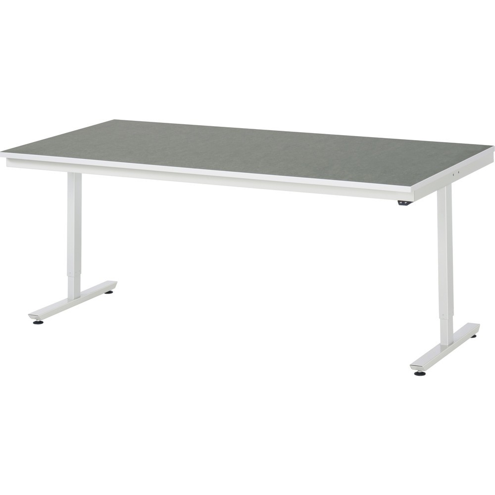 RAU Table de travail à réglage électrique de la hauteur Série adlatus 300, HxlxP 720-1 120 x 2 000 x 1 000 mm, plan de travail avec revêtement universel/linoléum