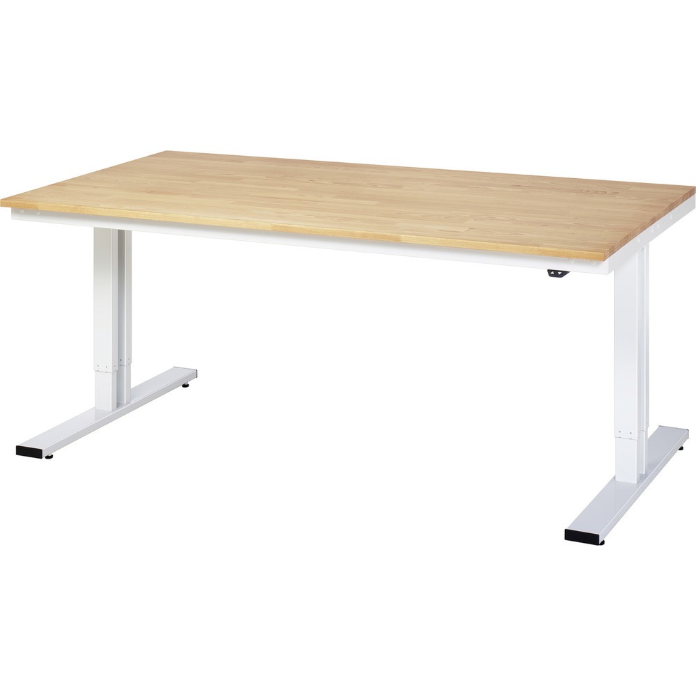 RAU Table pour poste de travail à réglage électrique de la hauteur série adlatus 300, HxlxP 720-1 120 x 2 000 x 1 000 mm, plan de travail en hêtre massif