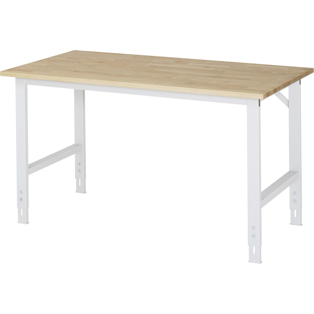 RAU Table pour poste de travail réglable en hauteur série TOM, HxlxP 760-1 080 x 1 500 x 800 mm, plan de travail en hêtre massif